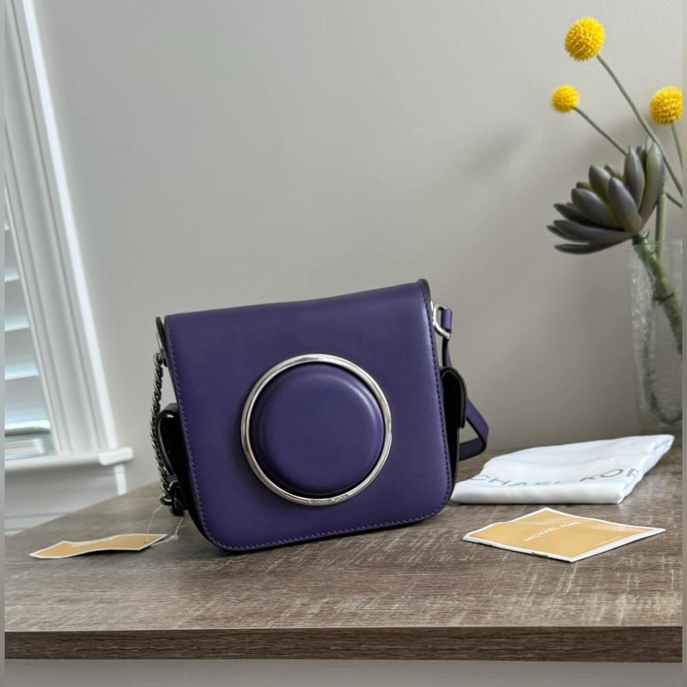 NWT Michael Kors Scout Collection Molded Camera Crossbody Shoulder Bag In Iris